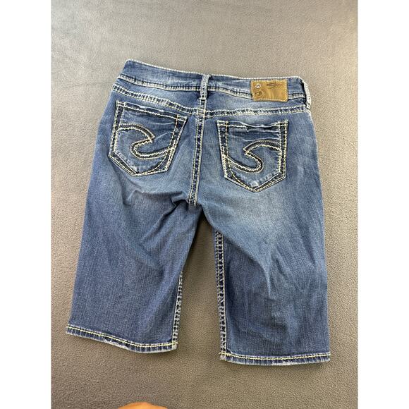 Silver Jeans Suki Shorts Fluid‎ Denim Sz 28 Women’s Distressed Stretch Low Rise - Picture 8 of 8